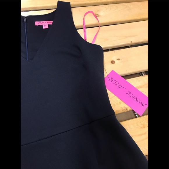Betsy Johnson ruffle hem v-neck dress navy,NWT - Picture 5 of 8